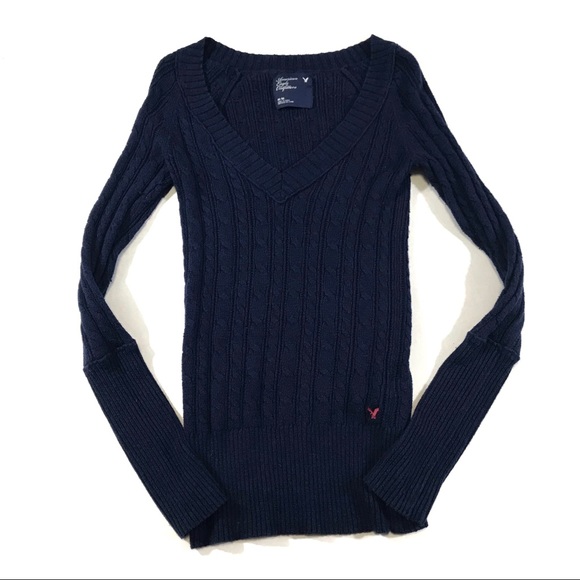 American Eagle Outfitters Sweaters - American Eagle Navy Cable Knit Sweater SZ Med